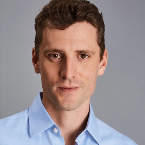 Charles Tyrwhitt Non-Iron Herringbone Cotton Button up Sky Blue Shirt - Picture 7 of 12